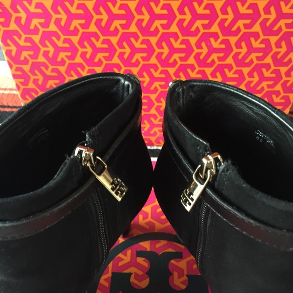 Tory Burch Black Suede Patricia Mid Heel Bootie - Picture 5 of 8